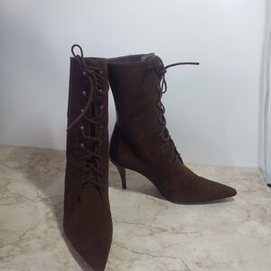 Guvenchy Elegant Brown Suede Lace-Up Women's Boots Size 38
